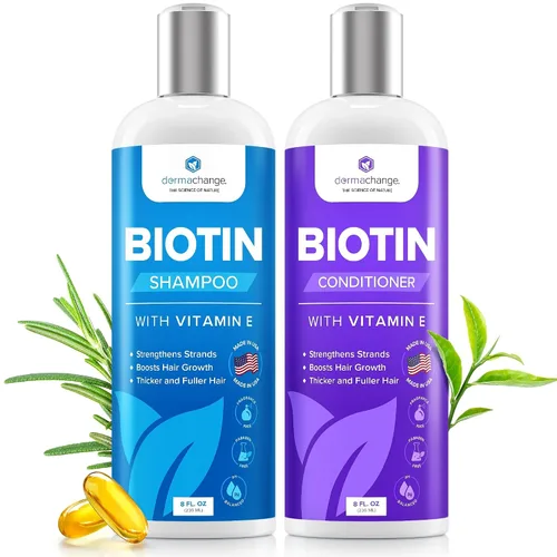 Miniatura 9 de Biotin - Juego de champú y acondicionador para el crecimiento del cabello, sin sulfatos, acondicionador profundo para cabello seco dañado, fabricado