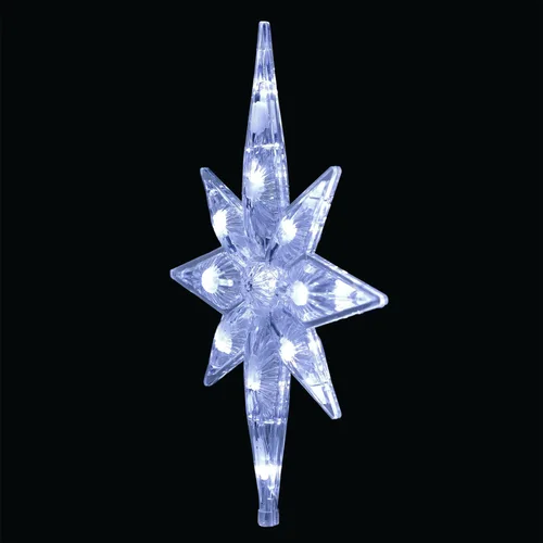 Miniatura 8 de Alpine Corporation Copo de nieve de 13 pulgadas de alto con 8 puntos para árbol con 11 luces LED blancas frías, decoración navideña con función