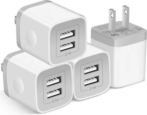Miniatura 9 de X-EDITION Cargador de pared USB, paquete de 4 unidades de 2.1 A, adaptador de corriente USB de doble puerto, cargador de pared, bloque de carga