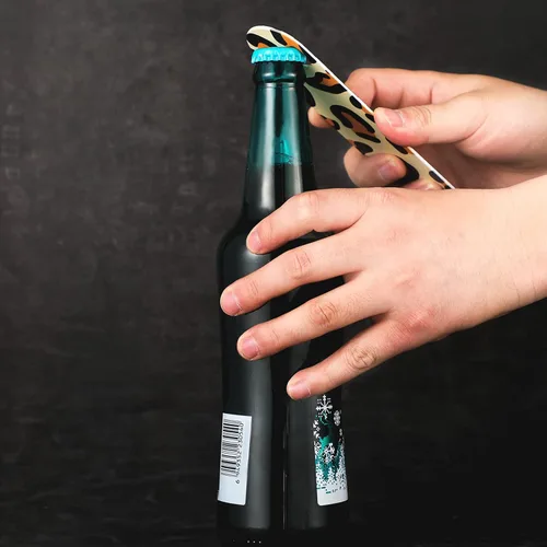 Miniatura 4 de 4 piezas de abridor de botellas plano de acero inoxidable resistente, herramientas para cocina, bar, restaurante, 7 pulgadas (estampado de leopardo)
