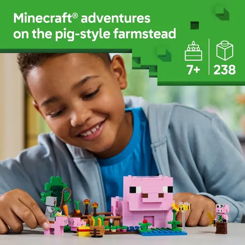 Miniatura 2 de LEGO Minecraft - Figuras de juguete y juego de La Casa del Cerdito Bebé, juguete de construcción de Minecraft para niños, niños y niñas, a partir