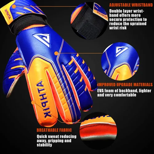 Miniatura 2 de Guantes de portero para jóvenes y adultos Guantes de fútbol de látex antideslizantes con prevención de hiperextensión de dedo y soporte de muñeca