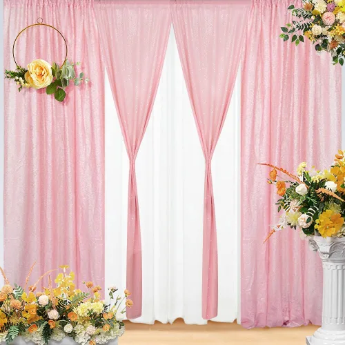 Miniatura 30 de Eternal Beauty Cortinas de fondo de lentejuelas rosadas, 2 paneles de 2 x 8 pies para San Valentín, Navidad, fiesta, cumpleaños, fotografía, boda