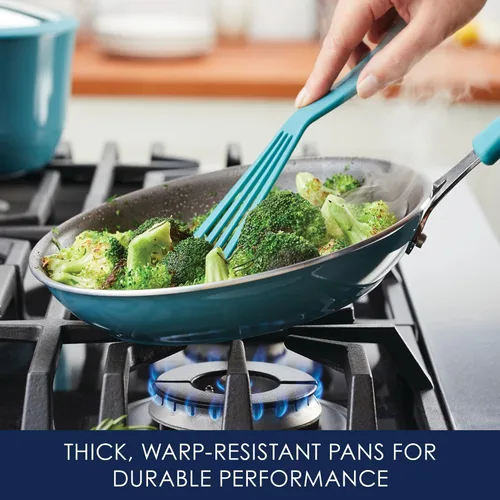 Miniatura 9 de Rachael Ray Cook + Create - Juego de utensilios de cocina antiadherentes de aluminio, 10 piezas, azul agave