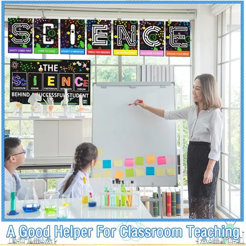 Miniatura 5 de Yexiya 8 piezas de decoración de aula de ciencias, póster de ciencia importantes, póster de método científico, tablón de anuncios, pósteres de clase