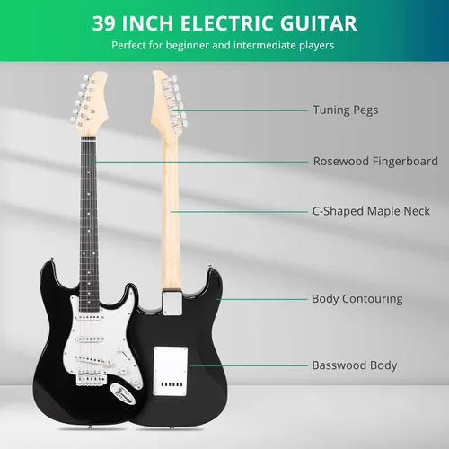 Miniatura 2 de Ktaxon - Guitarra eléctrica de 39 pulgadas, kit de guitarra de cuerpo sólido de tamaño completo para principiantes con bolsa para viaje, correa
