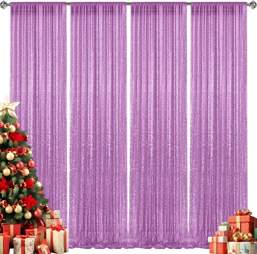Miniatura 69 de 2 paneles de cortinas de fondo de lentejuelas verdes de 8 pies, cortinas de fondo de fotografía con purpurina para decoración de Navidad, boda