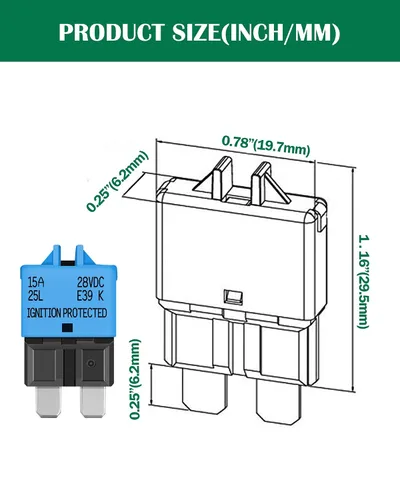 Miniatura 6 de LENKRAD Fusible reiniciable ATC/ATO automotriz de 15 amperios, 15 A, reinicio manual, hoja estándar, fusibles de 15 amperios, disyuntor de reinicio