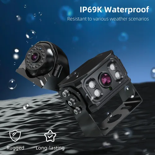 Miniatura 4 de eRapta Kit de sistema de cámara de respaldo HD 1080p, monitor de marcha atrás de 7 pulgadas con grabación dividida cuádruple IP69 impermeable