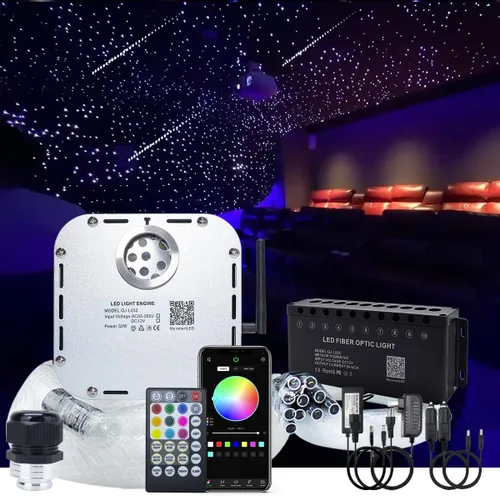 AKEPO Kit de luces de fibra óptica con efecto de estrella de tiro de meteoritos RGBW de 32 W, control de aplicación Bluetooth, 1000 piezas de hebras