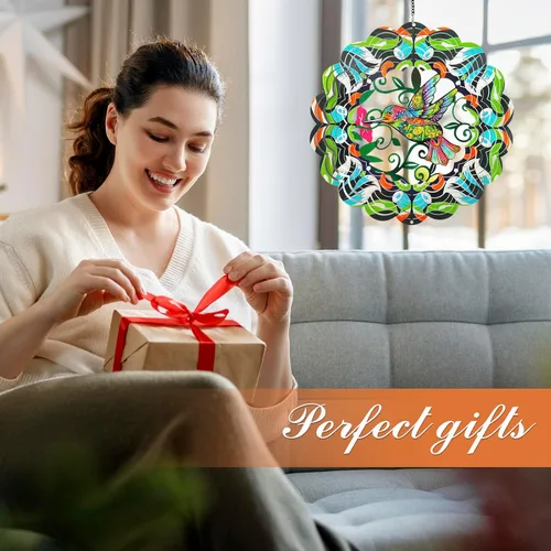 Miniatura 2 de Molinillos de viento de metal para colibrí, regalos de colibrí para mujeres, mamá, abuela, esposa, hilandero de viento colgante para decoración