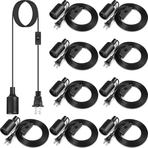 Miniatura 8 de Paquete de 10 cables de luz colgante con interruptor, extensión de portalámparas, kit de lámpara de cable de portalámparas para casquillo de lámpara
