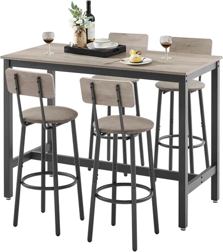 Miniatura 15 de Juego de mesa de comedor de 3 piezas para 2, mesa de bar moderna y sillas para cocina de espacio pequeño, juego de comedor rectangular de madera