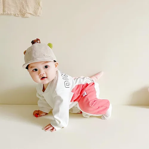 Miniatura 6 de TONWHAR Mameluco unisex de manga larga para bebé, overol de algodón de una pieza con estampado animal para niños y niñas
