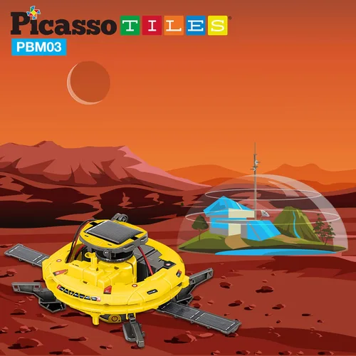 Miniatura 5 de PicassoTiles STEM - Robot espacial con energía solar para niños, juguete educativo de aprendizaje de ingeniería de construcción, 6 en 1, creativo