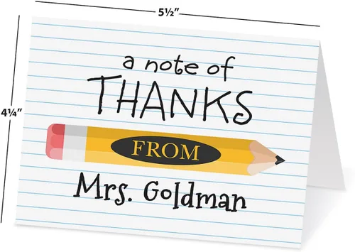 Miniatura 2 de Current Tarjetas de notas personalizadas para profesores de lápiz amarillo, 24 tarjetas con sobres blancos, tamaño de 4¼ x 5½ pulgadas, papelería