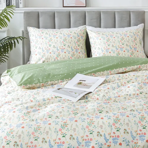 Miniatura 19 de HoneiLife Funda de edredón retro tamaño King, funda de edredón 100% algodón, suave y transpirable, juegos de ropa de cama para cama King