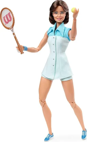 Muñeca coleccionable de Billie Jean King de la serie Barbie Inspiring Women, aproximadamente 12 pulgadas, con vestido de tenis y accesorios, incluye