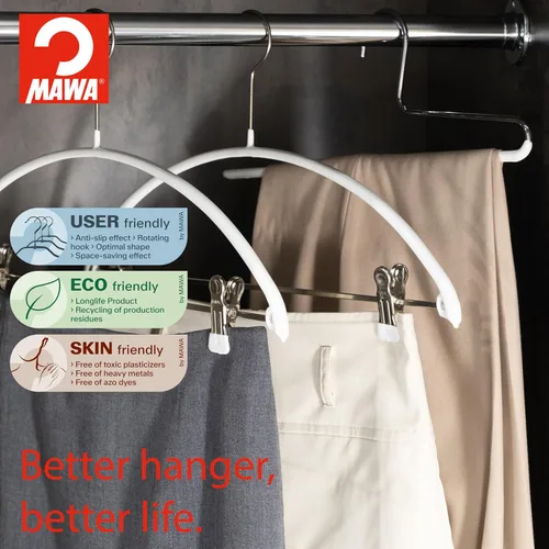 Miniatura 2 de Mawa by Reston Lloyd - Percha antideslizante que ahorra espacio con una sola barra para pantalones, estilo KH/1, juego de 30, color negro