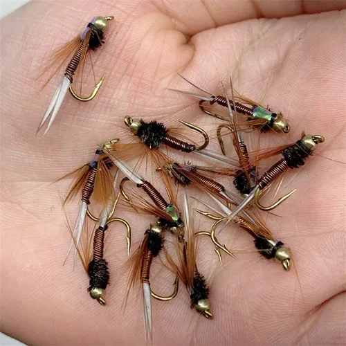 Miniatura 5 de Kit de moscas de pesca con mosca, 40/137 piezas, surtido de moscas secas/húmedas, serpentina para trucha, lubina, pez + caja de moscas