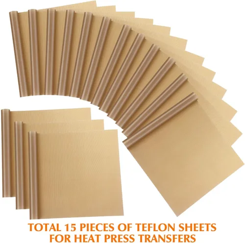 Miniatura 2 de Hoja de teflón para prensa de calor, paquete de 15 hojas de cubierta de transferencia de calor selizo resistentes al calor para Cricut Iron HTV