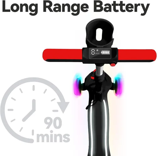 Miniatura 2 de Patinete eléctrico de 3 ruedas para niños de 3 a 10 años, con cesta de almacenamiento, pantalla LCD, luces de cuerpo completo, cubierta ancha, L