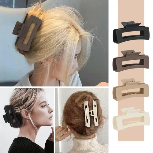 Miniatura 7 de laxizar Paquete de 8 pinzas rectangulares para el cabello para mujeres y niñas, clips de bandana grandes, pinzas de sujeción fuerte para el cabello