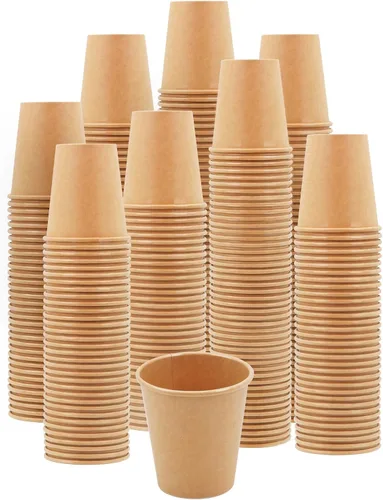 Miniatura 10 de Vasos de papel kraft de 12 onzas, 200 unidades, desechables para bebidas de café frío y caliente, para picnic y vida cotidiana, oficina y viajes