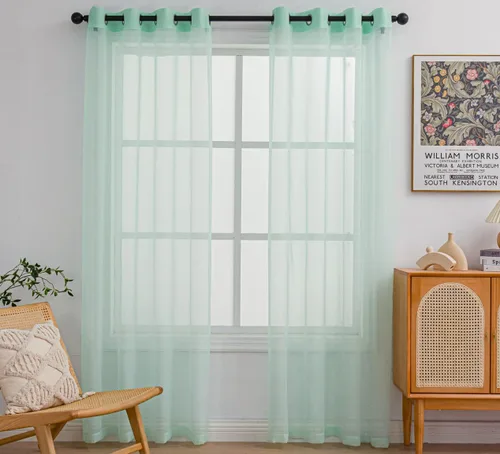 Miniatura 20 de PI - Cortinas traslúcidas con paneles pequeños, cortina transparente para ventana de cocina, mirador, 2 paneles