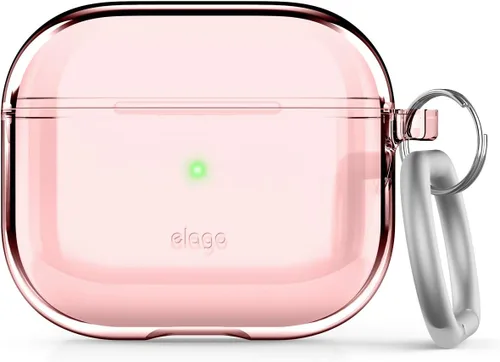 elago Funda transparente con llavero compatible con AirPods 3, cinta de gel incluida, reducción del amarilleo, protección transparente, soporta