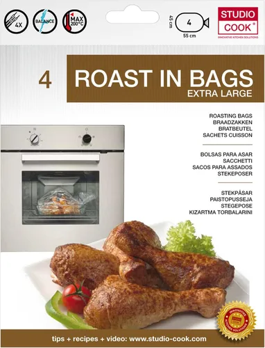 Miniatura 9 de Bolsas para asar en horno, asar en bolsas de carne y mariscos, accesorios de cocina para cocinar, transparentes, paquete de 10, medianas