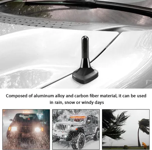 Miniatura 5 de Antena corta para automóvil, antena de radio de aleación de aluminio rechoncha de 1.37 pulgadas con tornillos y juntas de goma, mini antena aérea