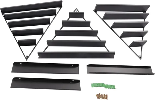 Miniatura 6 de Estante de almacenamiento de esmalte de uñas de metal para montar en pared, organizador de esmalte de uñas triangular de 5 niveles, soporte