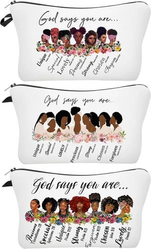 Miniatura 23 de Bolsa de maquillaje afroamericana para monedero, bolsas de cosméticos negras afro para mujer, regalo inspirador, pequeña bolsa de cosméticos