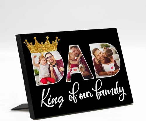 Miniatura 28 de InterestPrint Panel de fotos personalizado para papá y nombre para exhibición de mesa Daddy to Us You're the World, marco de fotos personalizado