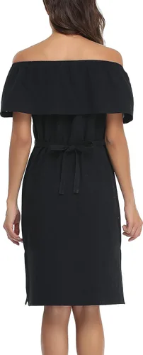Miniatura 7 de YZXDORWJ Vestido bordado mexicano sin mangas con cuello de volantes para mujer