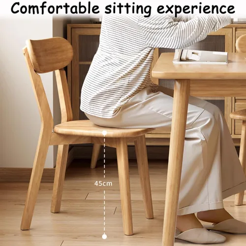 Miniatura 7 de YVYKFZD Sillas de comedor de madera maciza, juego de sillas de cocina con respaldo curvo, silla de comedor sin brazos, silla auxiliar cómoda de Negro
