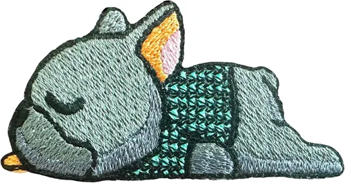 Miniatura 3 de TH - Juego de 2 minúsculos, bulldog francés, cachorro, mascota, lindo logotipo de dibujos animados, 3 parches, coser para planchar en bordado