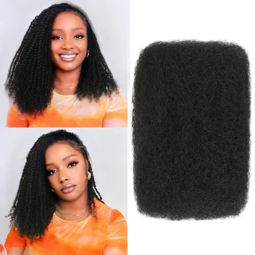 Miniatura 12 de Afro Kinkys - Extensiones de cabello humano trenzado a granel para torsión, 1 paquete de 1.76 oz (50 g), extensiones de rastas de reparación