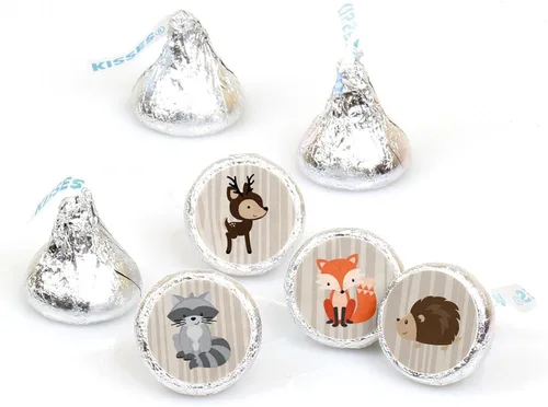 Miniatura 8 de Big Dot of Happiness Woodland Creatures - Calcomanías redondas pequeñas para baby shower o fiesta de cumpleaños, etiquetas para recuerdos de fiesta