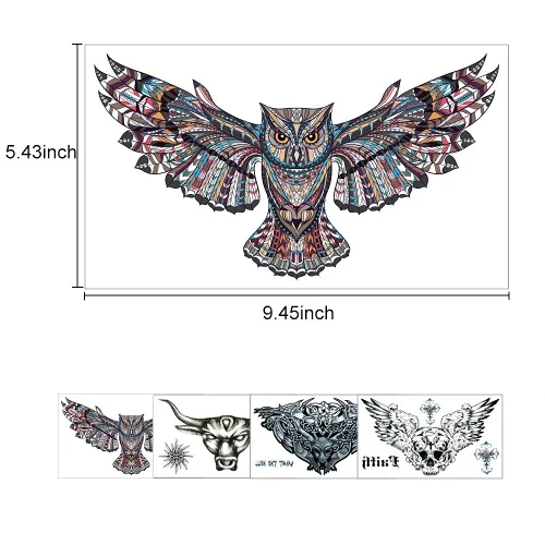 Miniatura 2 de Tatuajes grandes falsos temporales para hombres, mujeres y adolescentes, VIWIEU 3D realista para niñas, tatuajes temporales, 5 hojas, tatuajes
