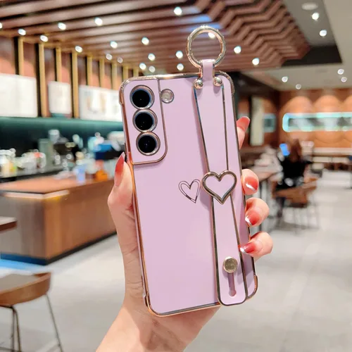 Miniatura 48 de ZTOFERA Funda diseñada para Samsung Galaxy S20 FE 5G, borde chapado de lujo, patrón de corazones de amor con pulsera y función atril, protección
