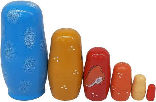 Miniatura 4 de Konrisa 6 piezas de muñecas de anidación de ardilla para niños, muñecas rusas de anidación Matryoshka, figura de madera, juguetes apilables