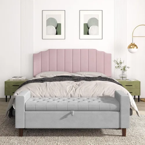 Miniatura 21 de Befurtori Cabecera Solo Tamaño King, Cabecera de Terciopelo Montada en Pared King para Cama Ajustable Cabecera Moderna Tapizada Fácil Montaje, Gris