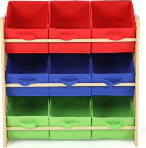Miniatura 3 de Humble Crew - Organizador de juguetes para niños, 9 cubos de almacenamiento de tela, 24 pulgadas de alto, primario Natural/Primario