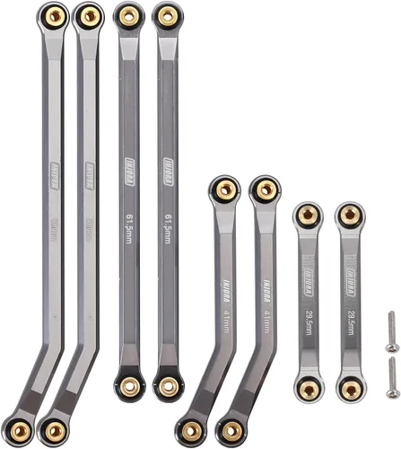 INJORA Juego de 4 eslabones de aluminio CNC para SCX24 AXI90081 Deadbolt AXI00004 Axial 1/24 RC Crawler Car,8 piezas (gris)