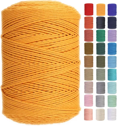Miniatura 81 de Cuerda de macramé 4 mm x 328 yardas Natural Cuerda de algodón para macramé Cuerda de macramé colorida Cordón de algodón suave Suministros de macramé