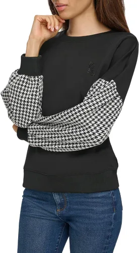 Miniatura 3 de Karl Lagerfeld Paris Blusa de manga larga con detalle de pata de gallo para mujer