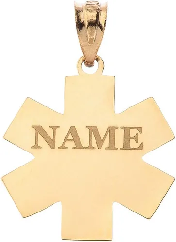 Miniatura 2 de Colgante de oro certificado de 14 quilates personalizado Caduceus MD Charm médico con tu nombre, Oro amarillo