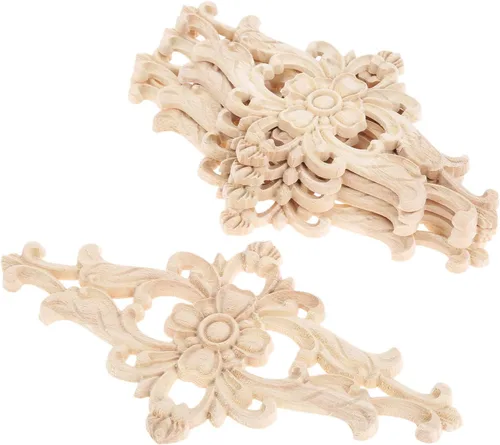 Miniatura 5 de MUXSAM Apliques de madera tallados para muebles, 1 calcomanía sin pintar para puerta, pared, techo, armario, tocador, espejo, cama, mantel, banco